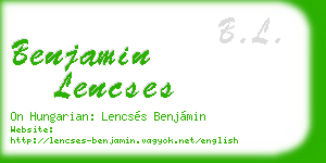 benjamin lencses business card