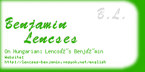 benjamin lencses business card